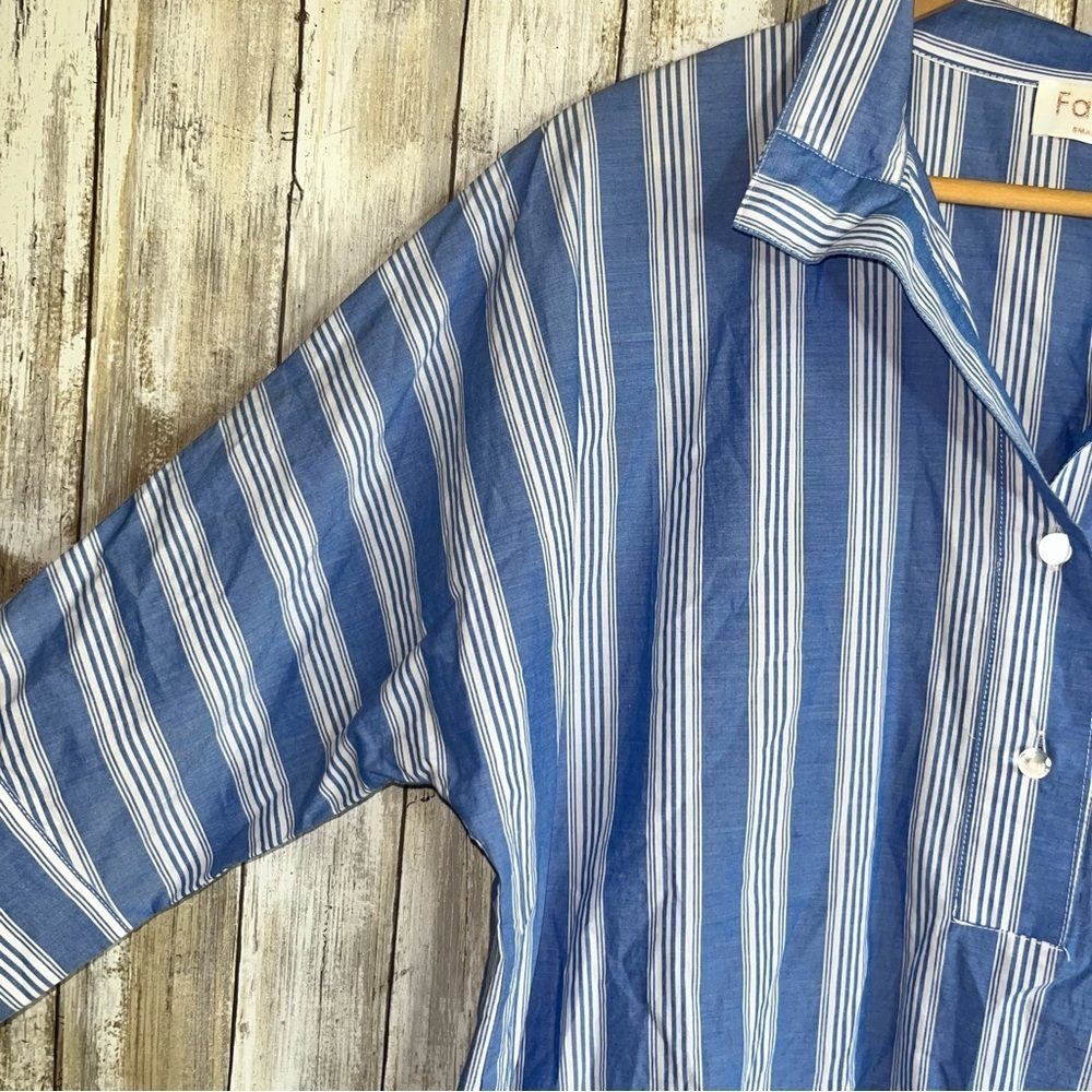 Fate Poplin Blue Stiped Oversized Blouse - Picture 4 of 7